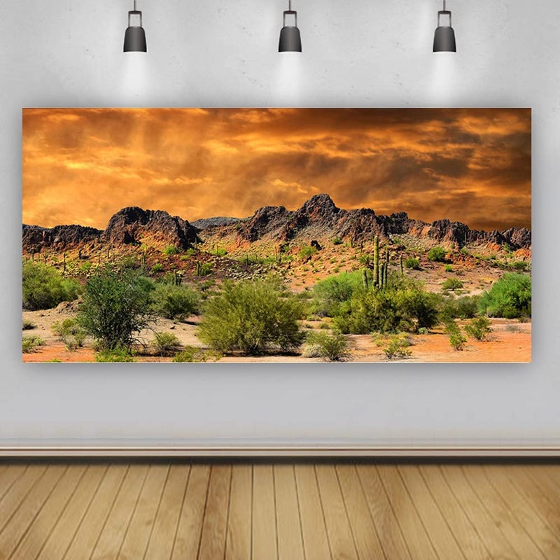 Laeacco 20x10ft Dusk Desolate Desert Backdrop Weathered Mountains Scenic Backdrop Natural Landscape Sunset Glow Cactuses Wedding Photo Studio Stage Perfomance Wallpaper Portrait Shoot Booth Props - Image 4